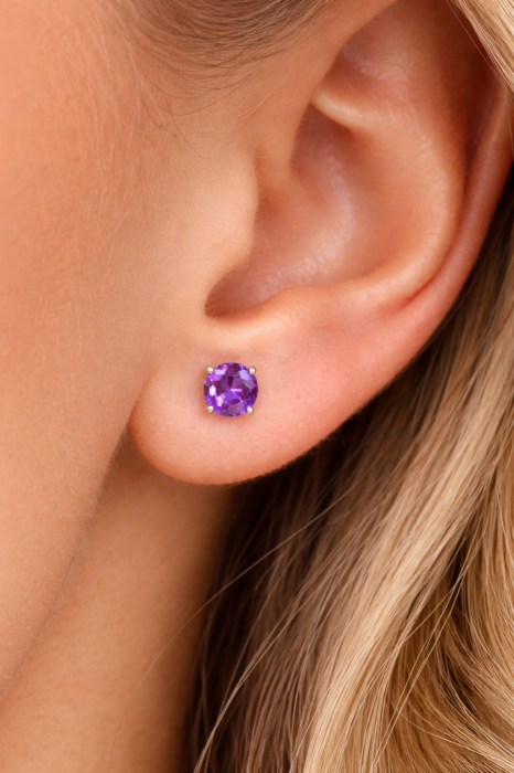 Cercei din argint 925 cu zirconii mov – model delicat [2]