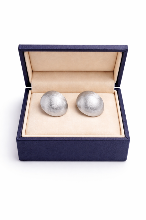 Cercei din argint 925 – design modern satinat, formă organică [2]