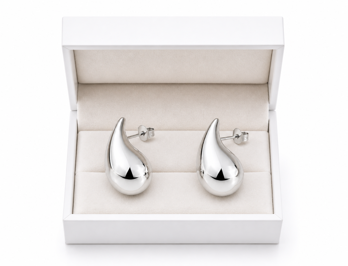 Cercei din Argint 925 – Design Modern Tip Picătură, Fără Pietre, 4 cm [2]