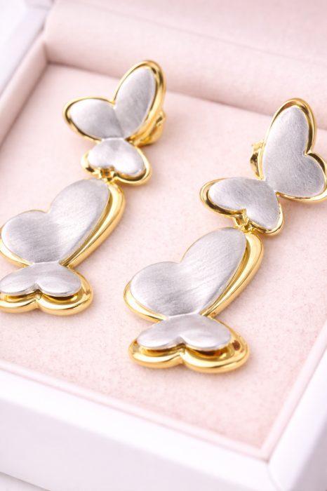 Cercei din argint 925 bicolori în formă de fluturi [3]