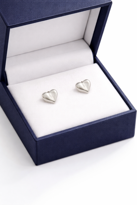 Cercei din argint 925 fără pietre – model inimă, 1.3 cm [2]