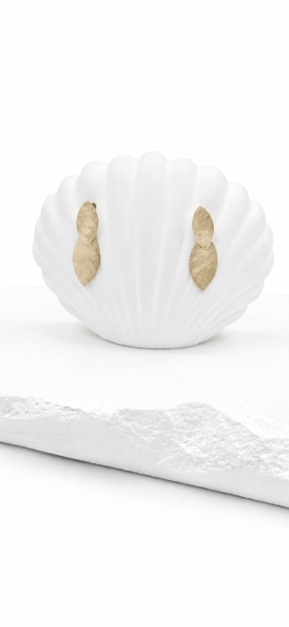 Cercei din Aur Galben 14K cu Design Mat Texturat – Închidere cu Șurub [3]