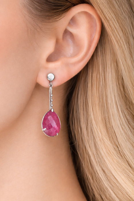 Cercei din argint 925 cu rubin natural – model antichizat, lungi, eleganți [2]