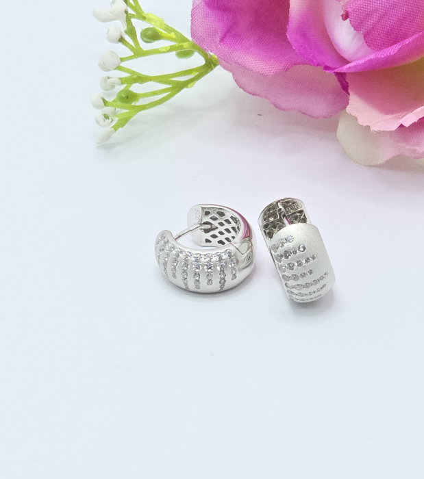 Cercei Eleganti din Argint 925 cu Zirconia – 8.35 g, 1.5 cm [2]