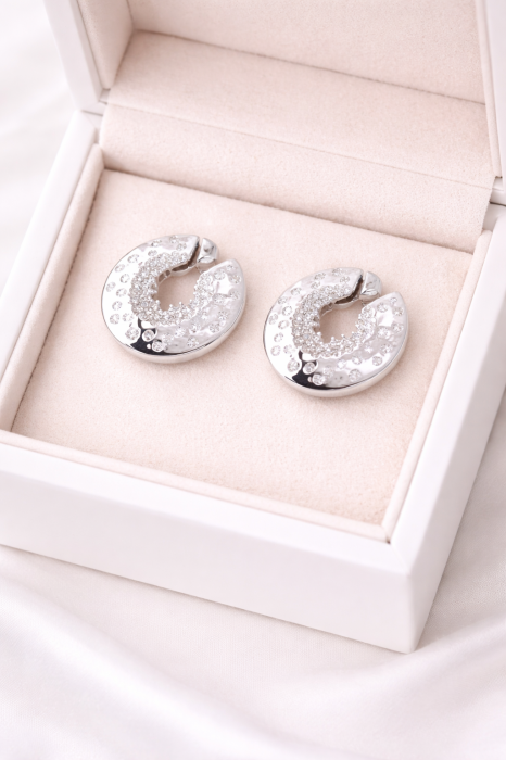 Cercei din argint 925 cu zirconii – model rotund elegant [3]