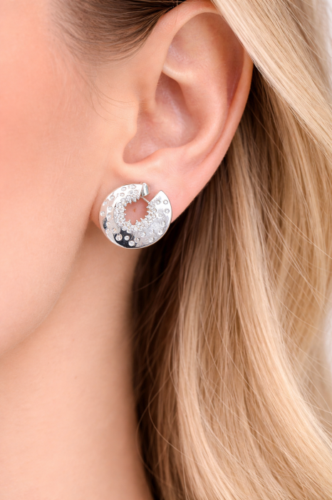 Cercei din argint 925 cu zirconii – model rotund elegant [2]