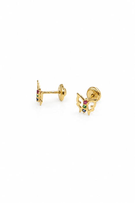 Cercei „Fluturaș Curcubeu” din Aur 18K – 7 × 6 mm [3]