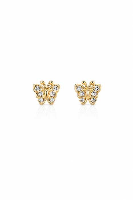 Cercei Copii, Fluturaș Delicat , din Aur 14K – 5 mm, cu Șurub și Protecție [4]