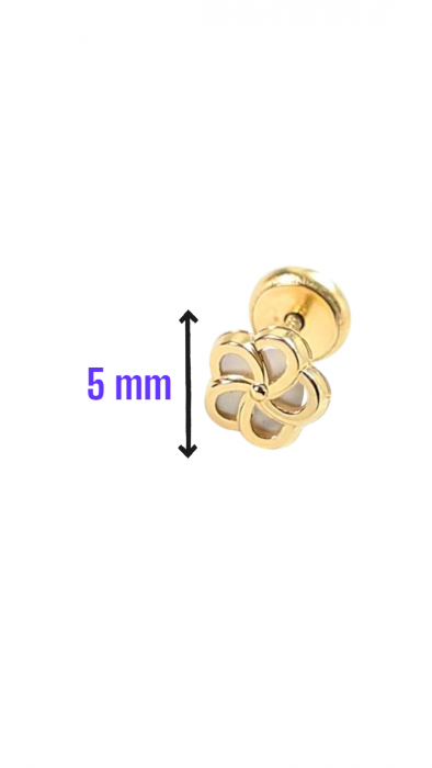 Cercei in forma de Floare din Aur galben 14 kt si Sidef [3]