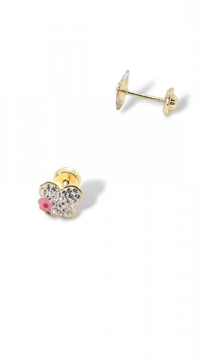 Cercei in forma de Fluturas din Aur galben 9 kt si cristale Zirconia [2]