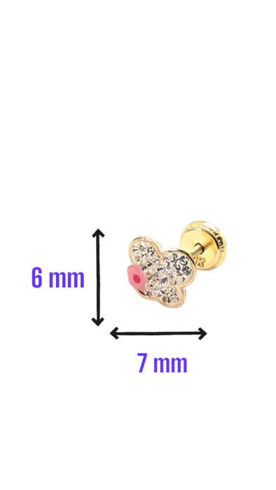 Cercei in forma de Fluturas din Aur galben 9 kt si cristale Zirconia [3]