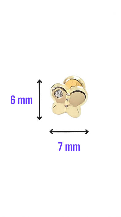 Cercei in forma de Fluture din Aur galben 14 kt si cristale Zirconia [2]