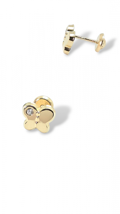Cercei in forma de Fluture din Aur galben 14 kt si cristale Zirconia [1]