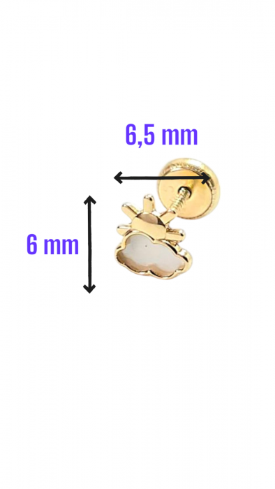 Cercei in forma de norisori din Aur galben  14 kt si Sidef [3]