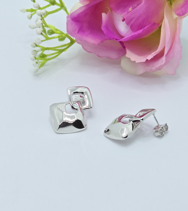 Cercei in forma de Patrat din Argint 925 fara pietre– 6.44 g, 2.5 cm [2]