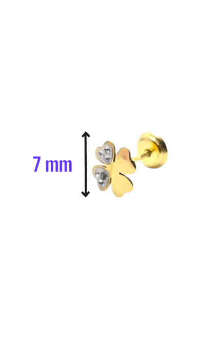Cercei in forma de Trifoi din Aur galben 18 kt si Cristale Zirconia [3]