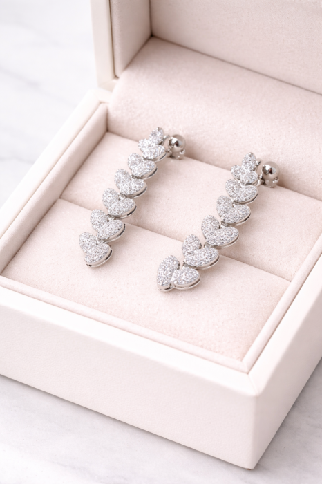 Cercei lungi din argint 925 cu zirconia albe – model elegant tip cascadă, 3 cm [2]