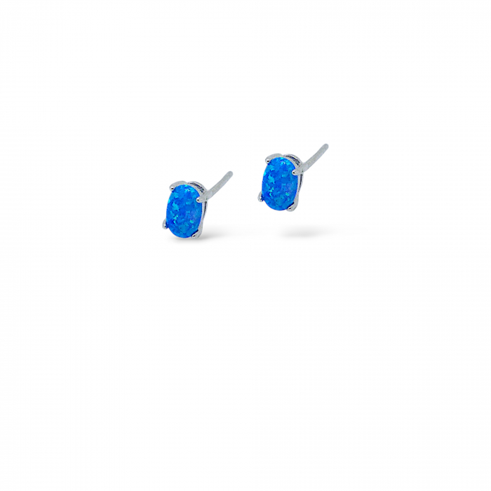 Cercei cu Piatra Semiprețioasă Opal Albastru din Argint 925 – 0.82 g, 0.6 cm [1]