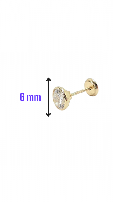 Cercei Rotunzi din Aur galben 14 kt si piatra Zirconia [3]