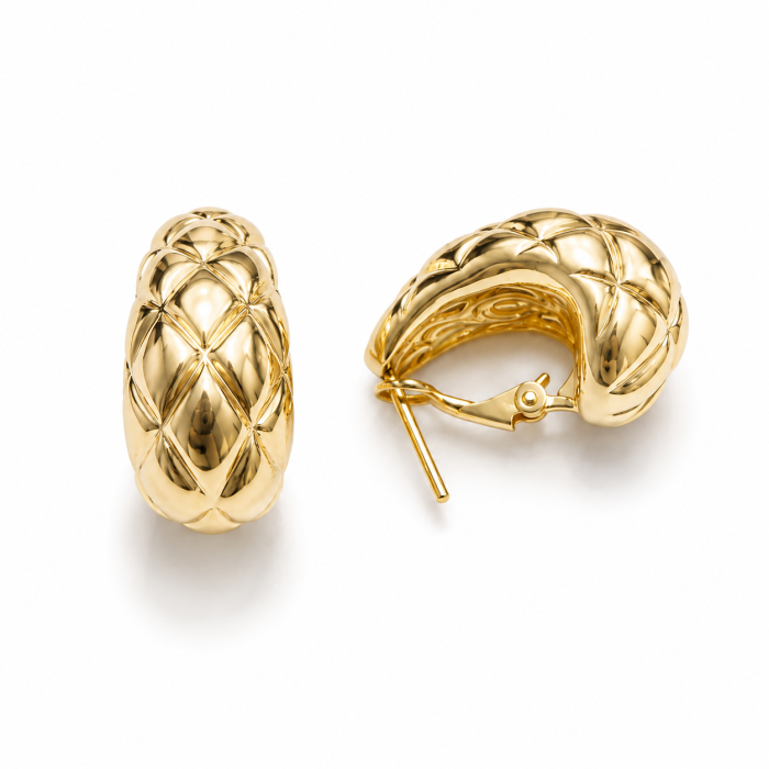 Cercei Semi-Creole Matlasați din Aur 14K – Design Luxury [3]