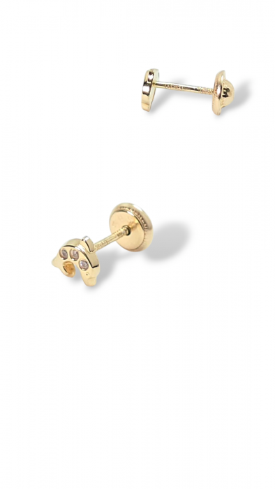 Cercei Bebe in forma de Delfin din Aur galben 14 kt si Cristale Zirconia [2]