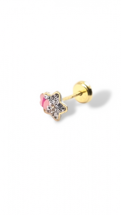 Cercei Bebe in forma de Steluta din Aur Galben 18 kt si Cristale Zirconia [1]