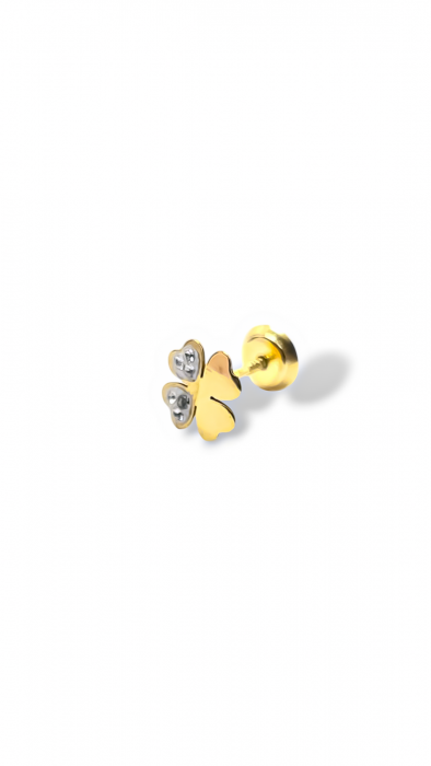 Cercei in forma de Trifoi din Aur galben 18 kt si Cristale Zirconia [1]