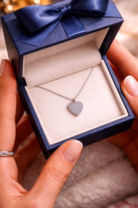 Colier Argint 925 cu Pandantiv Inimă cu Zirconii – Elegant și Delicat [3]