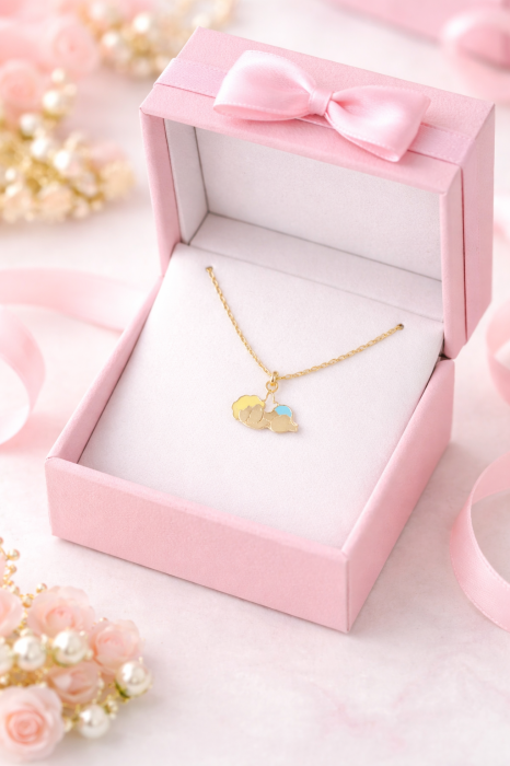 Colier copii din aur 14K – Bebe dormind colorat [3]