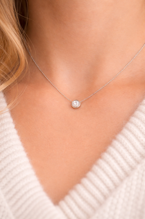 Colier din argint 925 cu zirconiu solitar – eleganță delicată [2]