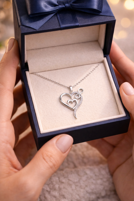 Colier din argint 925 „Mamă & Copil” în inimă cu zirconii – simbolul iubirii infinite [3]