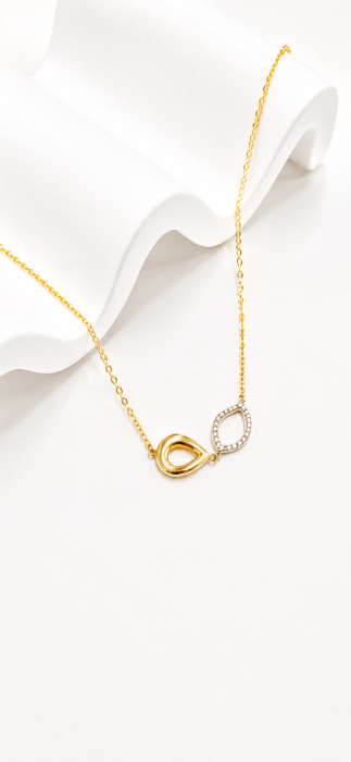 Colier din aur 14K cu medalion elegant în două elemente [2]