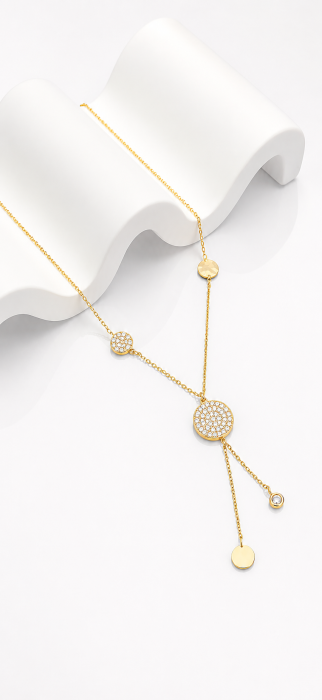 Colier din aur 14K tip Y cu pietre – 44 cm, ajustabil 47 cm [3]