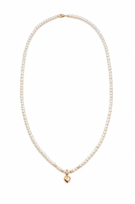 Colier Handmade din Aur 14KT cu Perle Naturale și Pandantiv Inimă [3]
