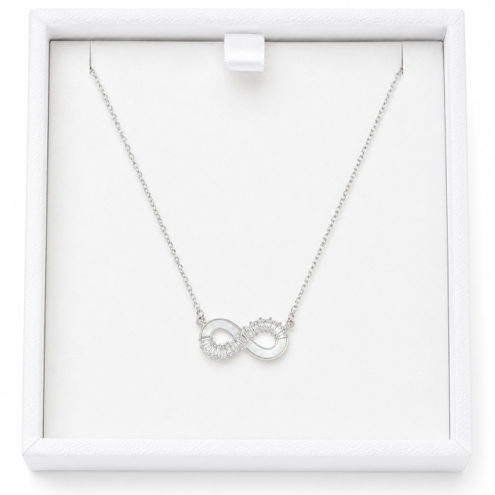 Colier Infinit din Argint 925 cu Sidef și Zirconii – Medalion 2 cm, Reglabil 40–45 cm [2]