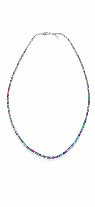 Colier Tennis Multicolor din Argint 925 – 2 mm, Reglabil 40–45 cm [3]