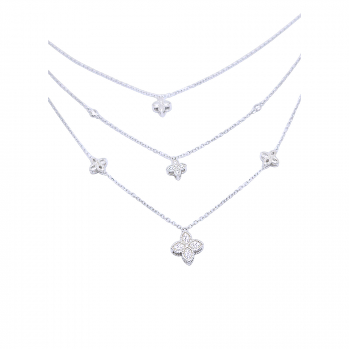 Colier cu Trifoi din Argint 925 cu Cristale Zirconia – 9.01 g, Lungime 40.5 cm [1]