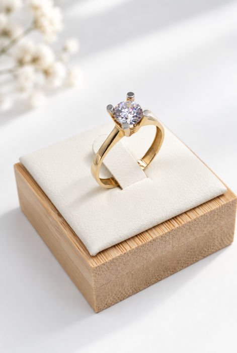 Inel de Logodnă Elegant cu Piatră Centrală – Aur 14K [2]