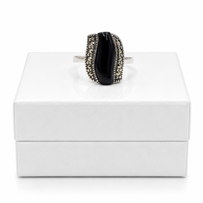 Inel din Argint 925 cu Onix Negru și Marcasite [2]