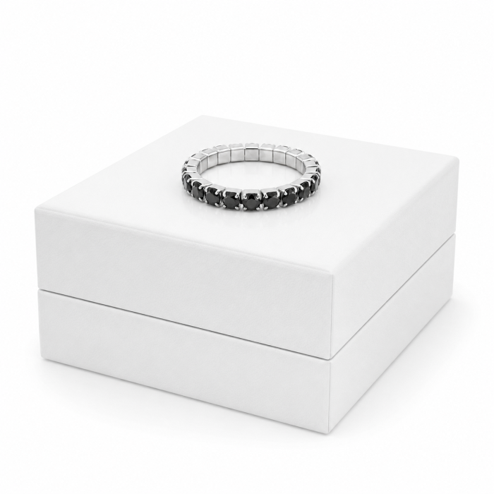 Inel Eternity Elastic din Argint 925 cu Zirconii Negre [2]