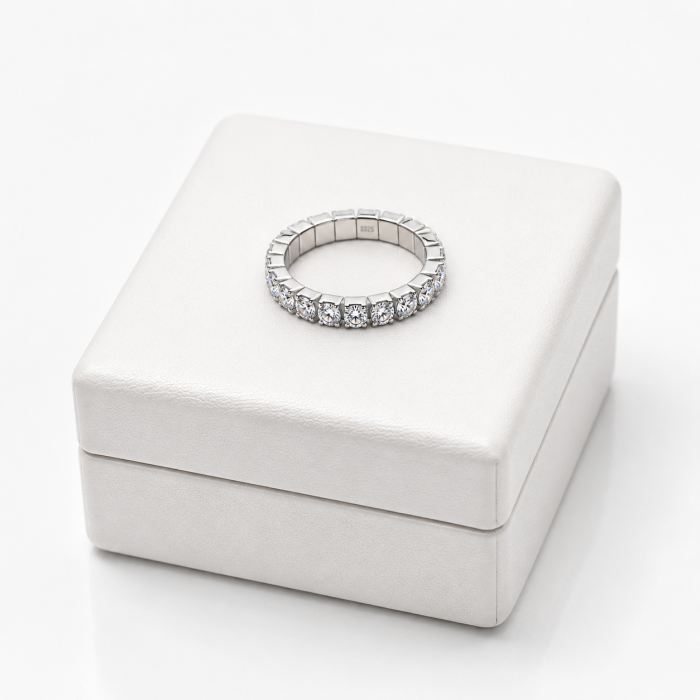 Inel Eternity Elastic din Argint 925 cu Zirconii Strălucitoare [4]