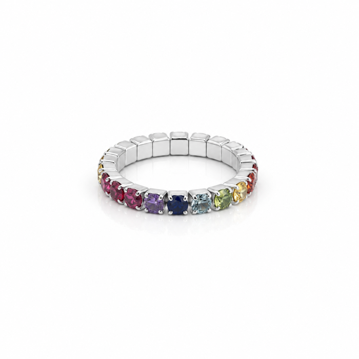Inel Eternity Elastic Rainbow din Argint 925 cu Zirconii Multicolore [1]