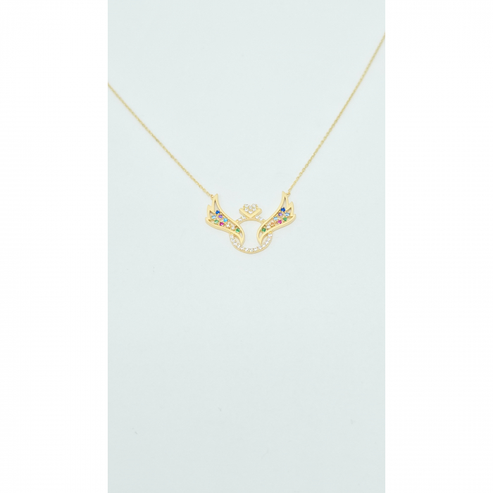 Lant cu Aripi din Aur 14 kt , Pietre Zirconia Curcubeu , 3.10 gr [4]