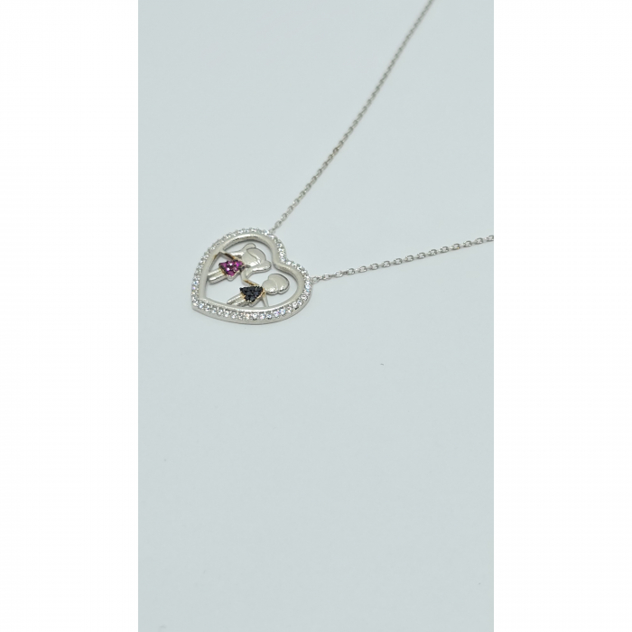 Lanț cu Două Fetițe din Argint 925 cu Cristale Zirconia – 3.22 g, 41-46 cm [5]