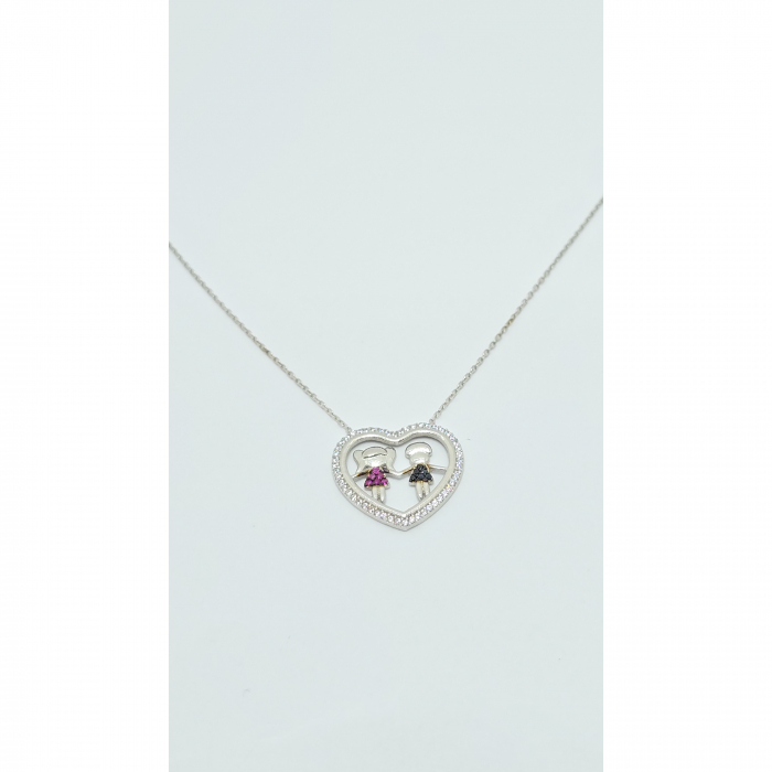 Lanț cu Două Fetițe din Argint 925 cu Cristale Zirconia – 3.22 g, 41-46 cm [4]