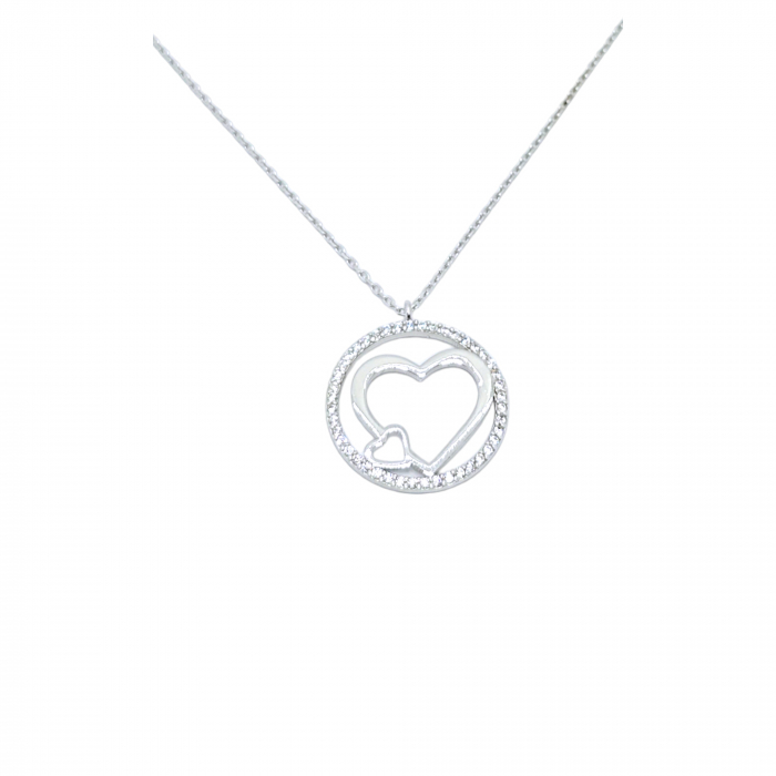 Lanț cu Două Inimioare din Argint 925 cu Cristale Zirconia – 2.98 g, 41-47 cm [1]