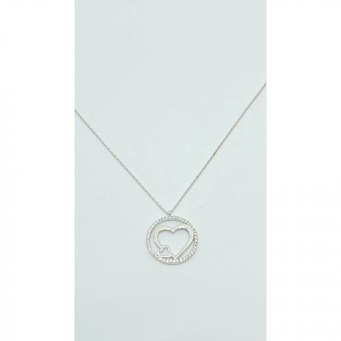 Lanț cu Două Inimioare din Argint 925 cu Cristale Zirconia – 2.98 g, 41-47 cm [4]