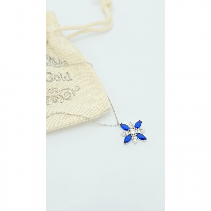 Lanț cu Floare Albastră din Argint 925 cu Cristale Zirconia – 3.22 g, 41-47 cm [2]