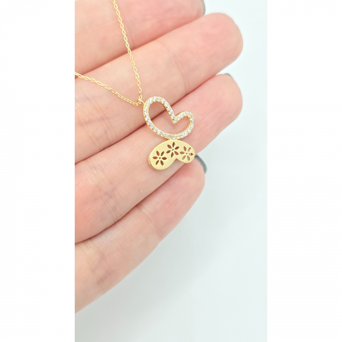 Lant cu Fluture din Aur 14 kt, pietre zirconia , 2,58 gr [3]