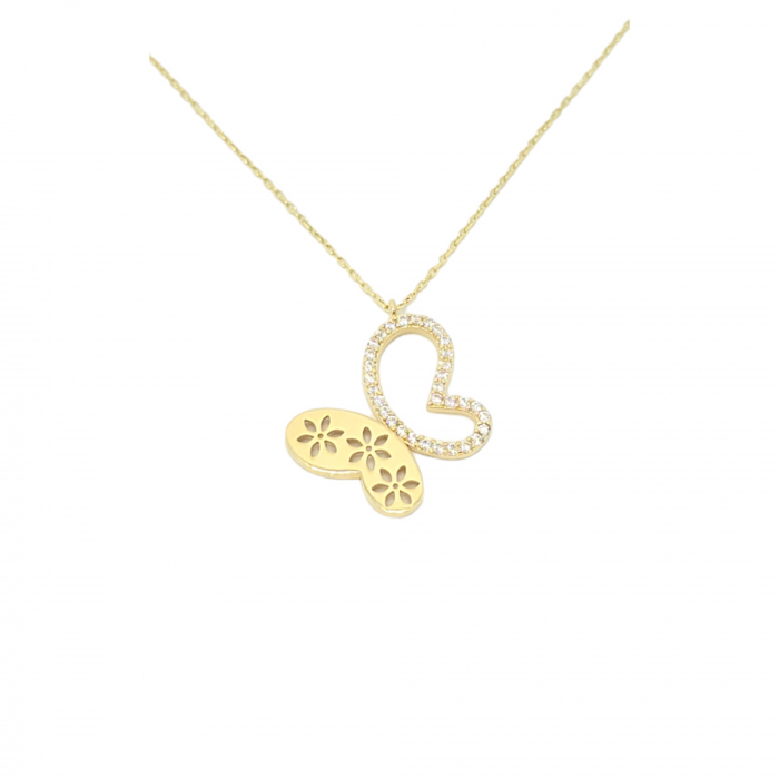 Lant cu Fluture din Aur 14 kt, pietre zirconia , 2,58 gr [1]